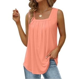 NEW - Sleeveless Tank Top, Color: Orange, Size: Medium